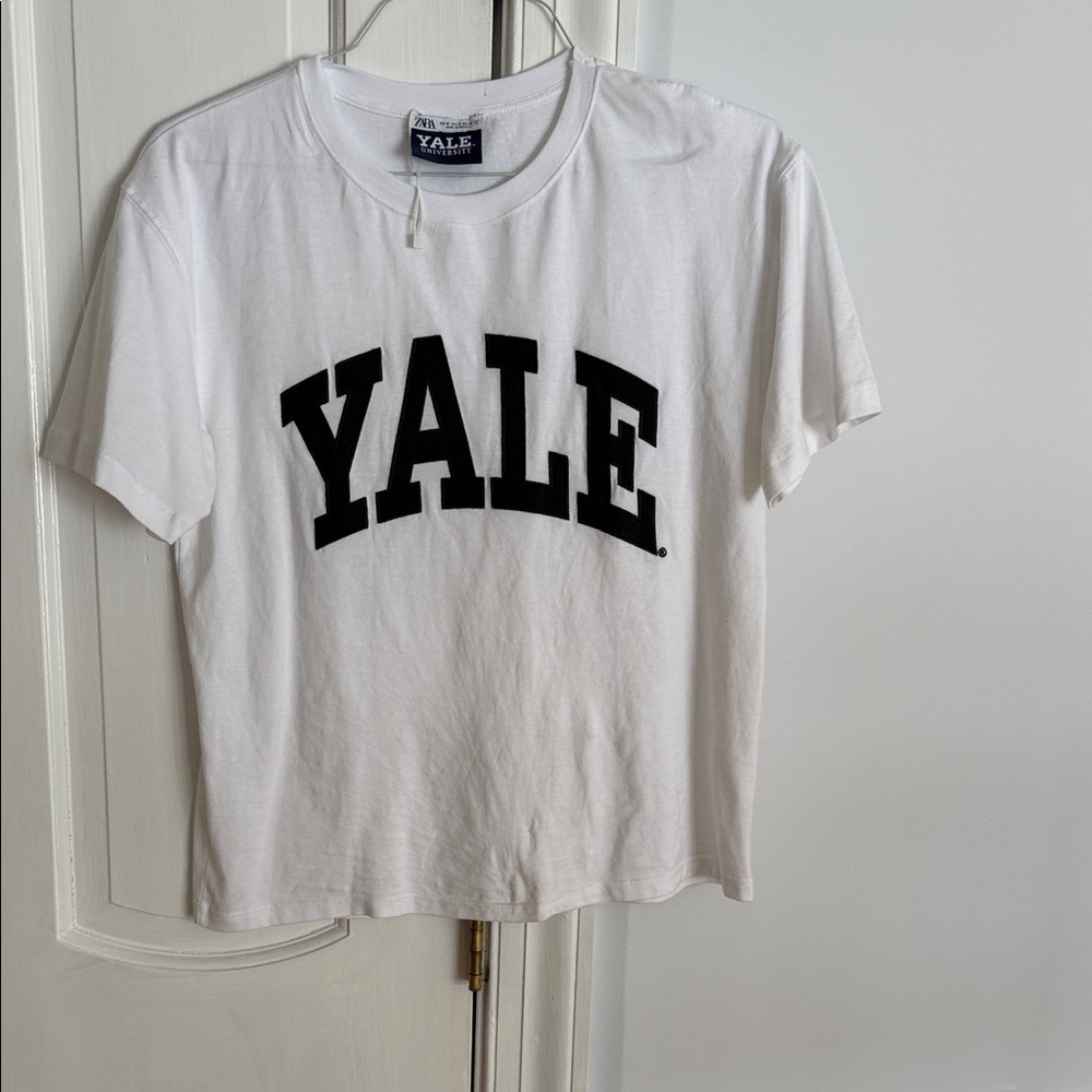 Zara White and Black Short Sleeve Tee